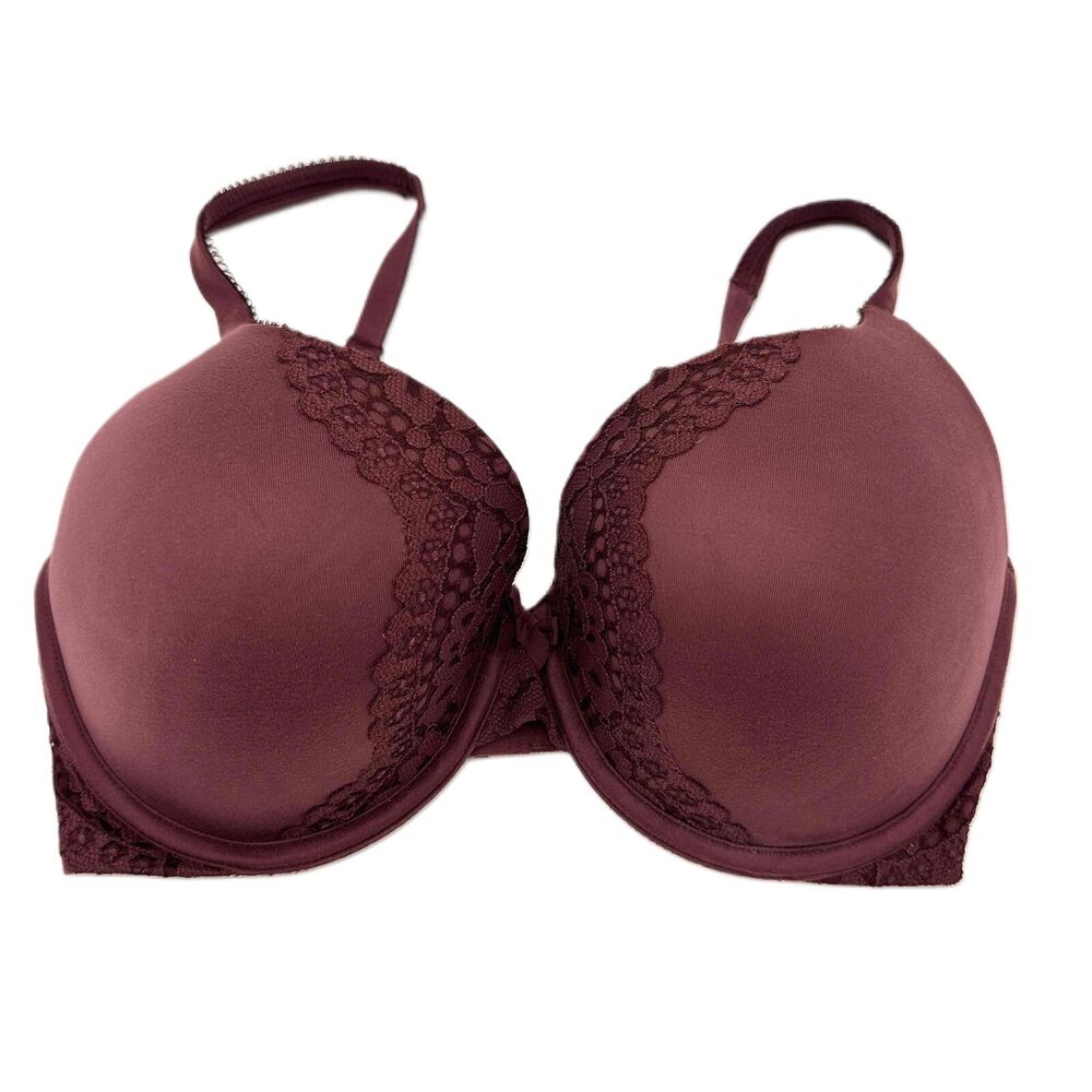 Victoria's Secret Body By Victoria Perfect Burgundy Lace Padded Bra Size 32DDD